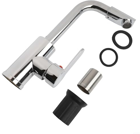 Rubinetto miscelatore per lavabo girevole lucido con maniglia a leva singola per bagno, miscelatore acqua fredda e calda, realizzato in acciaio plastico resistente