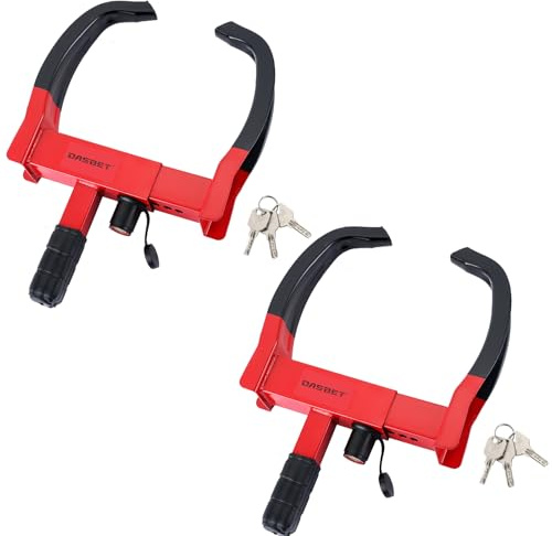 DASBET Wheel Clamp Lock Anti-Theft Wheel Lock Clamp 2 Pack Car Wheel Locks | with 3 Keys Adjustable Security Tire Clamp Fits 7-11 Width Tyres Security Clamp for Cars Caravans Trailers