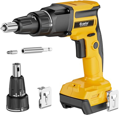 Ecarke Drywall Screw Gun Compatible with DeWalt 20V Battery, 6000RPM High-Speed Power Screwdriver, Brushless Cordless Screwgun tool with Belt Clip, LED Light, Forward & Reverse Adjustable, Tool Only