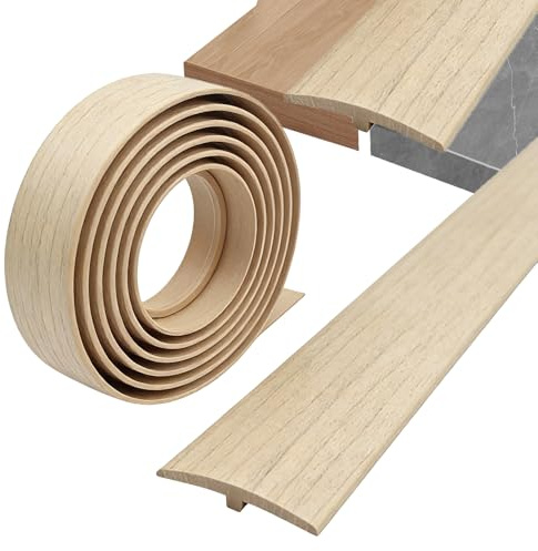 Perfil de transición, T perfil de transición autoadhesivo, perfil de transición autoadhesivo, perfil de transición para suelo, raya para umbrales de puerta PVC de ranura plana para umbrales (maple, 5