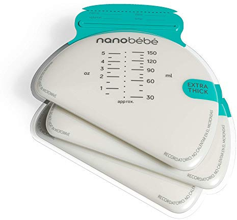NANOBÉBÉ Nanobebe Lot de 50 sacs de rangement pour lait maternel et congélateur à plat empilable pour l'allaitement