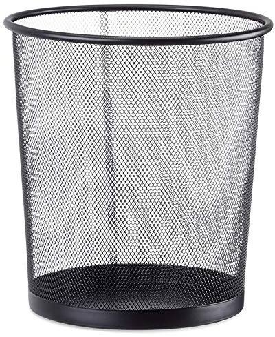 Aurora Store Cestino Gettacarte in Metallo Traforato da Ufficio Pattumiera a Rete Porta-rifiuti Ø 26 cm Alto 27,5 cm Nero casa, cameretta, scrivania, Studio