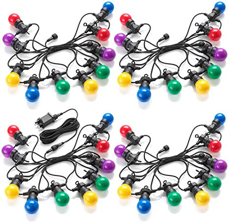 Auraglow Coloured LED Bulb Festoon String Light Set (20m of 40 Lights, 1 Plug & 5m Cable)