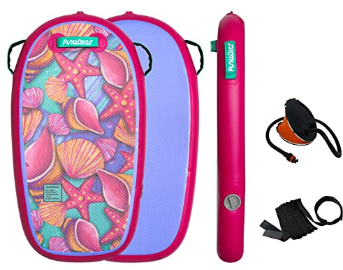 FunWater Bodyboard for Beach and Pool Inflatable Bodyboard Ultra Lightweight PVC Core Foldable Surf Board for Teens and Adults