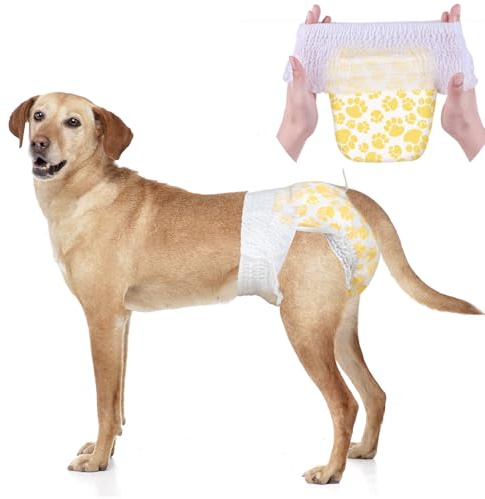 Dono - Pannolini per Cani Femmina per Cani Grandi con Vita Elastica, Pannolini Monouso Pull Up a Fasciatura Completa per Cuccioli in Calo, 360° a Prova di Perdite Super Assorbenti per Cani Piccoli