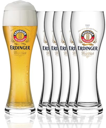 Erdinger - Juego de 6 Jarras Cerveza de Trigo (0,5 L, 0,5 L, ideal como regalo de cerveza)
