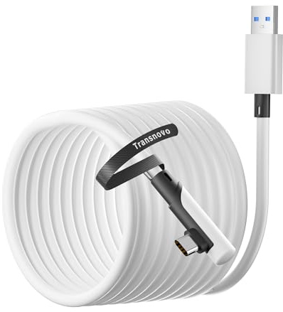 TRANSNOVO Link Kabel 5M, kompatibel mit Oculus/Meta Quest 3/Quest 2/Pro/Pico 4. Langes VR-Kabelzubehör für PC/Steam VR-Spiele, USB 3.2 A zu Typ-C Hochgeschwindigkeits-Datenübertragungskabel, Schwarz