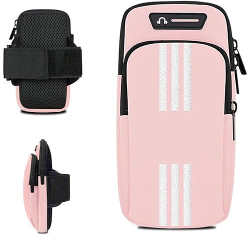 Brazo Correr Fitness, Bolsa el Brazo Deportivo, Bolsa el Brazo Deportivo, Bolsillo para el Brazo para teléfono móvil, Brazalete Movil Running Ajustable, Universal Impermeable Móvil Bolsa(Rosa)