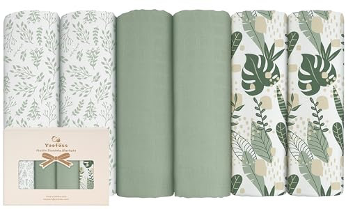 Yoofoss 6er Pack Baby Musselintücher 70x70 cm Mullwindeln Spucktücher aus Baumwolle Mulltücher Stoffwindeln Saugstark Faltwindeln für Neugeborenen Baby Kleinkinder