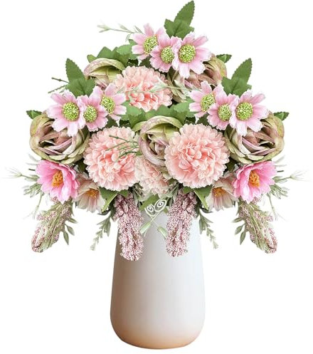 CutitiUU 3 Sträuße künstliche Blumen Kunstblumen Künstliche Pflanzen Blumen Deko Seidensimulationsblume Löwenzahn-Rosenstrauß Verschiedene Kunstblumen aus Seide Heimdekorationen (Rosa)
