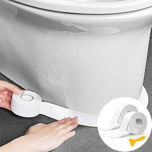 KAWAAN 2 Rollos Cinta Baño Selladora, Cinta de Sellado Impermeable Autoadhesivas, Cinta Adhesiva impermeable con Rasqueta, Cinta de Sellado para Bañera, Lavabo, Inodoro, (3,8cmx5m).