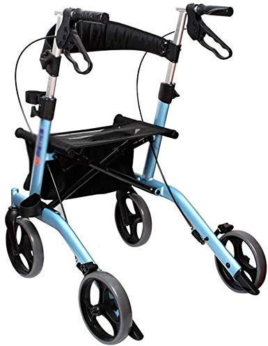 JKJZSALJ Rollator Pieghevole Rollator Leggero con Ruote Rollator Walker con Doppio Sistema Frenante, Ausili per Camminare con 4 Ruote, Deambulatore Pieghevole con Ruote Regolabile in Altezza