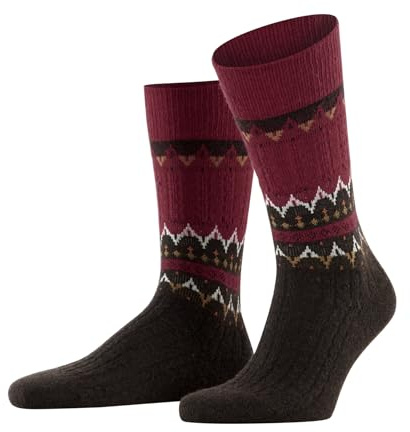 FALKE Norseman M So laine fantaisie 1 paire, Chaussettes Homme, Rouge Ingle 8077, 39-42