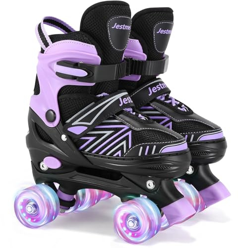 Kids Roller Skates for Girls Boys, Adjustable Roller Skates with 8 Light up Wheels for Girls Boys Youth Beginners indoor & outdoor Use (Medium (UK 1-4))