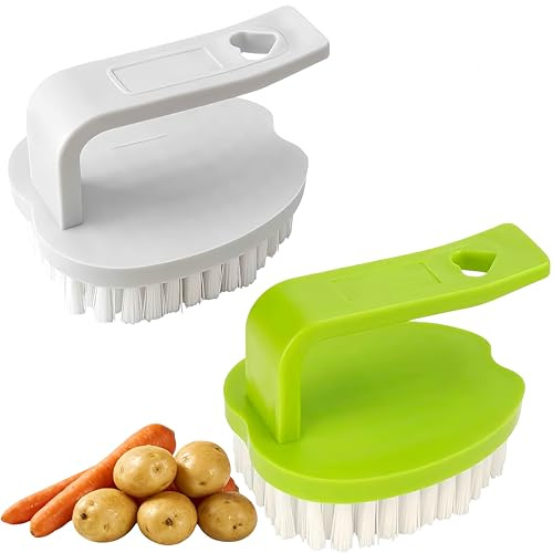 Vegetable Scrubber Brush- 2 Pack Fruit and Vegetable Brushes,Vegetable Brush Scrubber for Food,Veggie Wash Brush with Stiff Bristles Vegetable Cleaner Brush for Fruits,Potatoes,Carrots & More