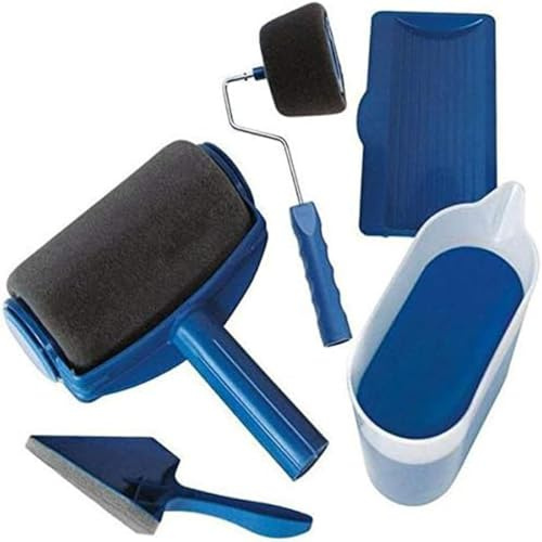 Herzberg - Kit Rullo per Pittura con Serbatoio - Sistema Antigoccia - Manico Telescopico - Accessori Inclusi - Ideale per Tutti i Tipi di Muri - Bicchiere Dosatore - Barra di Estensione