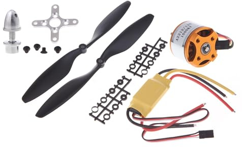 KIMISS Juego de Motor sin Escobillas y ESC para Carreras de Cuadricóptero RC, Incluye 4 Motores A2212 de 1000 KV, 4 ESC de 30 A y Pares de Hélices 1045