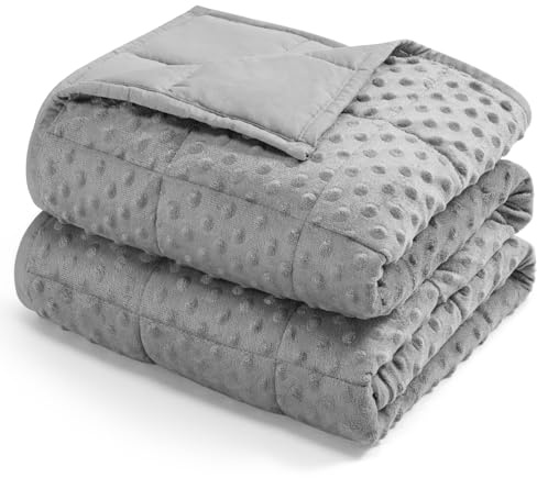 Sivio Minky Dot Manta Ponderada para Adultos Queen Size 7 kg, Manta Pesada Suave para Estrés y Sueño, Transpirable 4 Estaciones con Perlas de Vidrio, Gris 150 x 200 cm