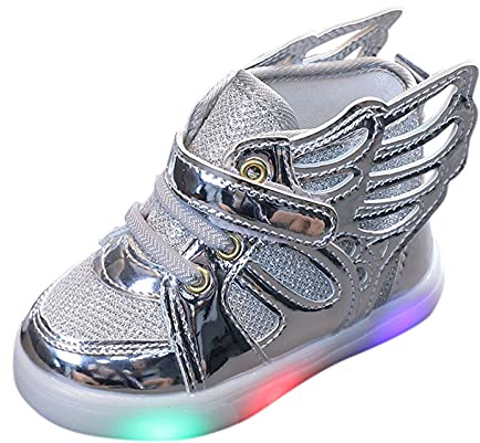 Generisch Zapatillas luminosas para mujer, zapatos luminosos, zapatos de bebé, zapatillas de deporte para mujer, plata, 22.5 EU