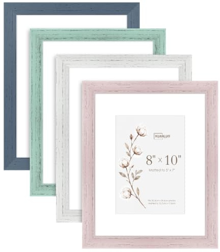 XUANLUO 10x8 Picture frames Set of 4, Colorful Photo Frame 25.4x20.3 cm | Vintage Striped,Frames with HD Plastic Cover ,Wall Tabletop Decor,Home & Office