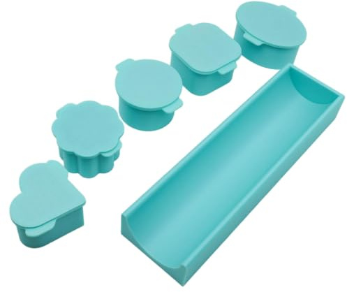 Fdit Molde para Cake Pop, Juego de Cortadores de Plástico de 5 Formas con Bandeja para Postres (verde menta)