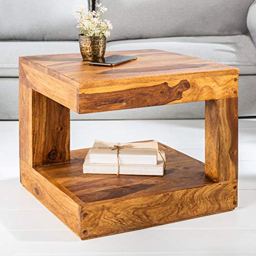 cagü Couchtisch Agra aus Sheesham massiv Holz 45cm x 45cm