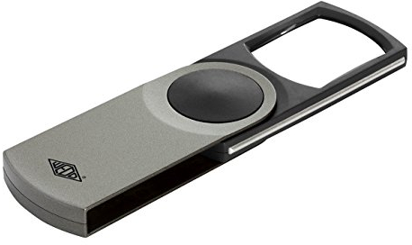 Wedo 2717654 Leuchtlupe Swing-It Kunststoff, 3-fach Vergrößerung, Ausschwenkbare Linse, Automatisches LED Licht 11, 2 x 5, 0 x 1, 3 cm, inkl. Batterien, silber