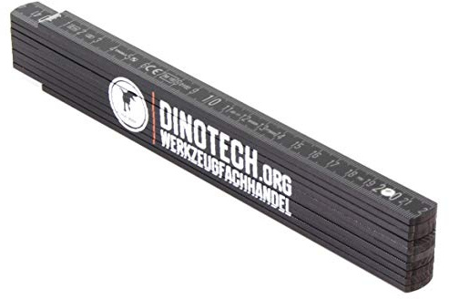 Dinotech Gliedermaßstab Zollstock Meterstab schwarz 2m Genauigkeitsklasse III