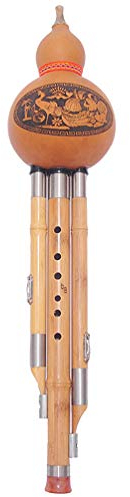 Chinesische Handgemachte Hulusi Bambus Kürbis Kürbis Flöte Ethnisches Musikinstrument C Schlüssel für Anfänger Musikliebhaber (Zufälliges Muster)