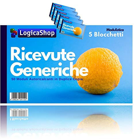 LogicaShop Blocchetto Ricevute Generiche Pagamento in Duplice Copia Autoricalcanti, per Associazioni Sportive e Affitto, 50x2 (5)