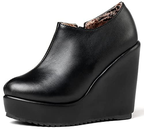 Diuniarza Stivaletti da Donna con Tacco Alto, Stivaletto Zeppa Zip Punta Rotonda Polacchine Eleganti con Plateau, 4424Bmm Nero Numero 38 EU