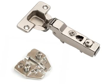 DTC, Half Overlay 110° Degree Soft Close Hinge with Adjustable Euro Plate, Steel Damper