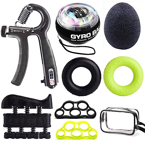 Handtrainer, Griffkraft Trainer Set, Unterarm Trainingsgerät,Hand Gripper, Fingertrainer, Gyroball, Fitness Hand Training, Krafttraining,Handmuskeltrainer, Unterarmtrainer, Handgelenk Trainer
