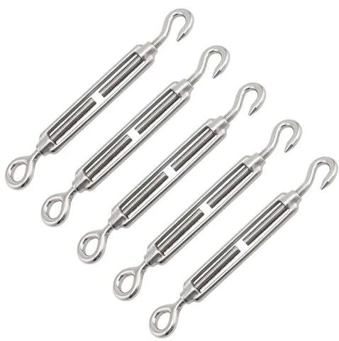 Spannschlösser,Spannschlösser Edelstahl, Draht Spanner Aus Edelstahl,Seilspann, Seilspanner,Seilspanner Edelstahl,Spannschloss Drahtspanner,Drahtseil Spanner,Drahtspanner Mit Haken(M6,5 Stück)