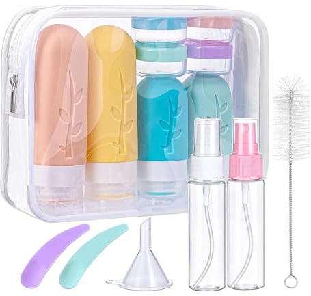 Mezzar Bottiglie da Viaggio in Silicone, Kit da Contenitori da Viaggio Flaconi da Viaggio Riutilizzabili per Shampoo, Liquidi and Lozione (Colore)