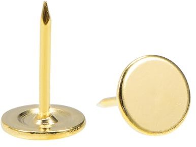 QUARKZMAN 30 Piezas de Clavos de Tapicería, Cabeza Plana de 11mmx17mm, Clavos Decorativos para Muebles, Tachuelas de Tapicería para Sofás y Cabeceros, Color Oro