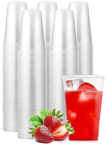 Hermes Shop - 1000 Bicchieri Plastica Trasparenti 200 ml Usa e Getta - Per Acqua e altre Bevande - (10 conf. da 100 Pezzi)