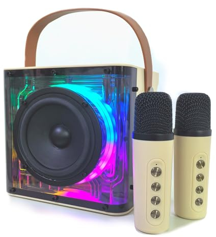 Karaoke 2 Microfonos Inalambricos, Máquina de Karaoke Portátil para Adultos y Niños
