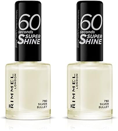 Rimmel 60 Seconds Super Shine Nail Polish - Silver Bullet (Pack of 2)