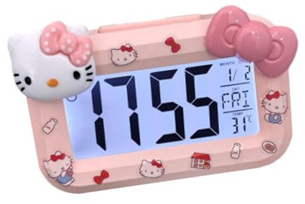 OMEIU Store LED Digital Children Alarm Clock With Night Light - Light Alarm Clock for Girls Boys Teenagers School Back To School Gifts Dual Alarms Snooze Modes Temperature Dates display (Cat)