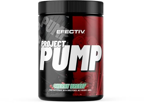 Efectiv Project Pump Pre Workout Powder - Stimulant Free Pre Workout with Citrulline, Nitrosigine, Rednite for Vicious Pumps & Enhanced Focus - Vegan, 40 Servings, Made in UK, Cherry Breeze Flavour