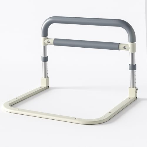 Bed Rails for Elderly Adults - Foldable Safety Bed Rail Guard, Four Adjustable Heights, Larger and Wider Base，Portable Bed Rail for Tablet Stands, Memory Foam Mattresses, Electric Adjustable Beds
