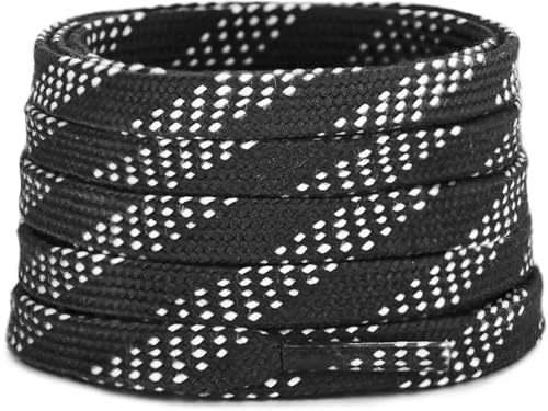 Lacesgian Professional Roller Ice Hockey Skate Laces, Flat Durable Anti-Fracture Polyester Shoelaces for Figure Skates, Boots (Black, 108/270cm)