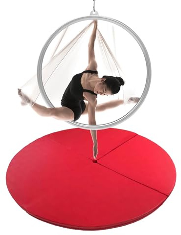Pole Dance-matta, röd mottagningsmatta för luftring - 1/2 tum tjock bärbar säkerhetsmatta för dansbar, hopfällbar yogamatta för luftring, tumbli