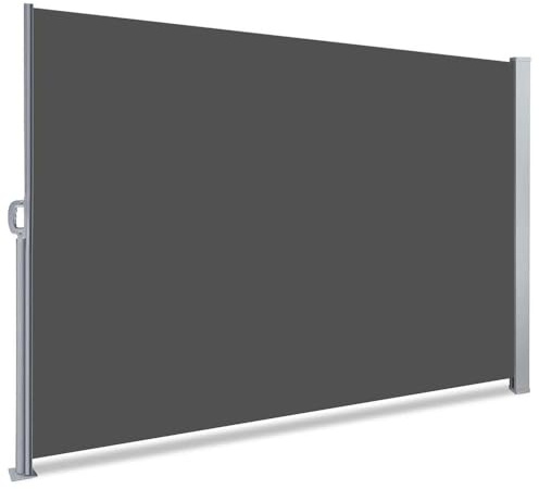 Tenda Laterale 160/180/200 x 300 cm, Estensibile e Coprente, frangivista e frangivento per Balcone e terrazza, Supporto a Muro per Tenda a Rullo Laterale