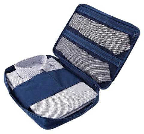 MALUGOGO Organizer da Viaggio Portatile e Lavabile in Poliestere per Camicie e Cravatte Scomparti Indipendenti per 3-4 Camicie e 2-5 Cravatte, per Viaggi di Lavoro