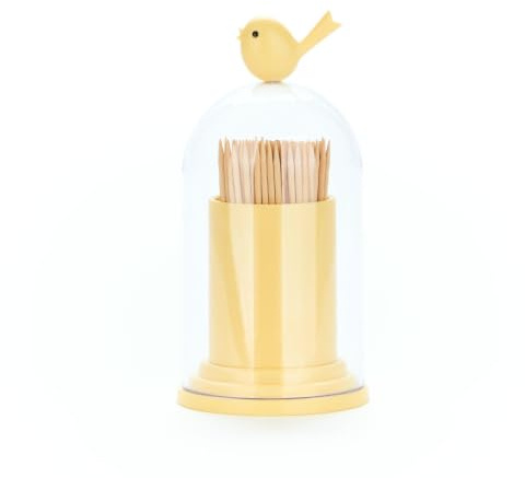 Balvi Dispensador palillos/algodón Birdie Color amarillo Plástico ABS Palillero / bastoncillero con c