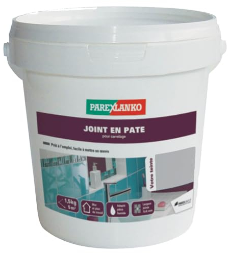 Parexlanko, Joint en Pâte prêt à l'emploi, Joint de carrelage compris entre 1 à 6mm pour mur et plan de travail intérieur, Acier, 1,5kg