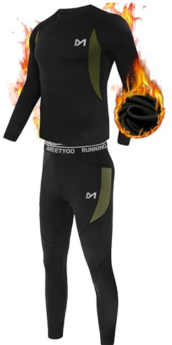 MEETYOO Ensemble de sous-Vêtements Thermiques Homme, Sport Base Layer Maillot Manches Longues + Pantalon Quick Dry Sou Vetement pour L'entraînement Ski Running Randonnée