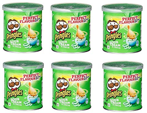 6x Pringles Sour Cream & Onion Patatine Sauerrahm & Zwiebel 40g Kartoffel chips